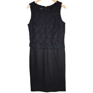 Talbots Black Lace Overlay Sheath Dress Women Size 12 Sleeveless Work‎ Career